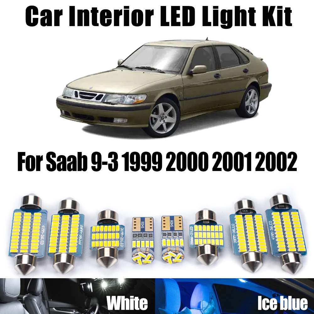 

12Pcs Canbus Vehicle LED Interior Dome Trunk Reading License Plate Light Kit For Saab 9-3 1999 2000 2001 2002 Car Accessories