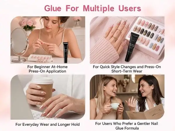 Makartt Hema-Free Semi Solid Nail Glue Strong Air-Dry 20s Fake Nail Tips Adhesive No UV Needed DIY Manicure 10ml Home Salon