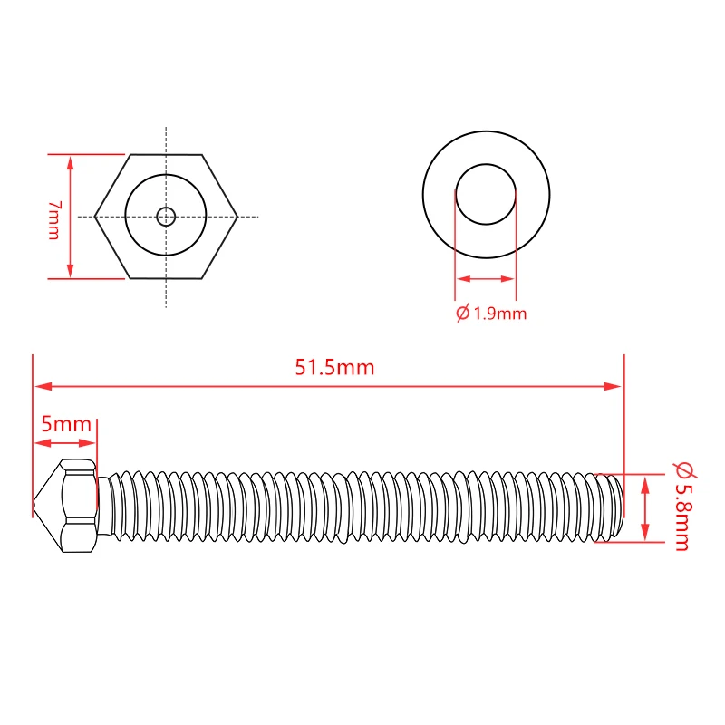 슈퍼 화산 전체 노즐, 대형 유량 황동 확장 노즐, 0.4 ~ 1.2mm 3D 프린터 부품, 1 개