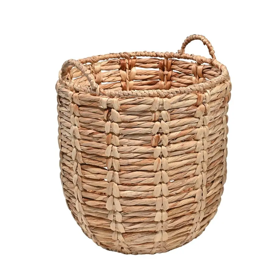 

BSK1003A Laurel Bohemian HandWoven Abaca Wicker Storage Basket with Handles, Seagrass Container for Decoration in Bedroom, Livin