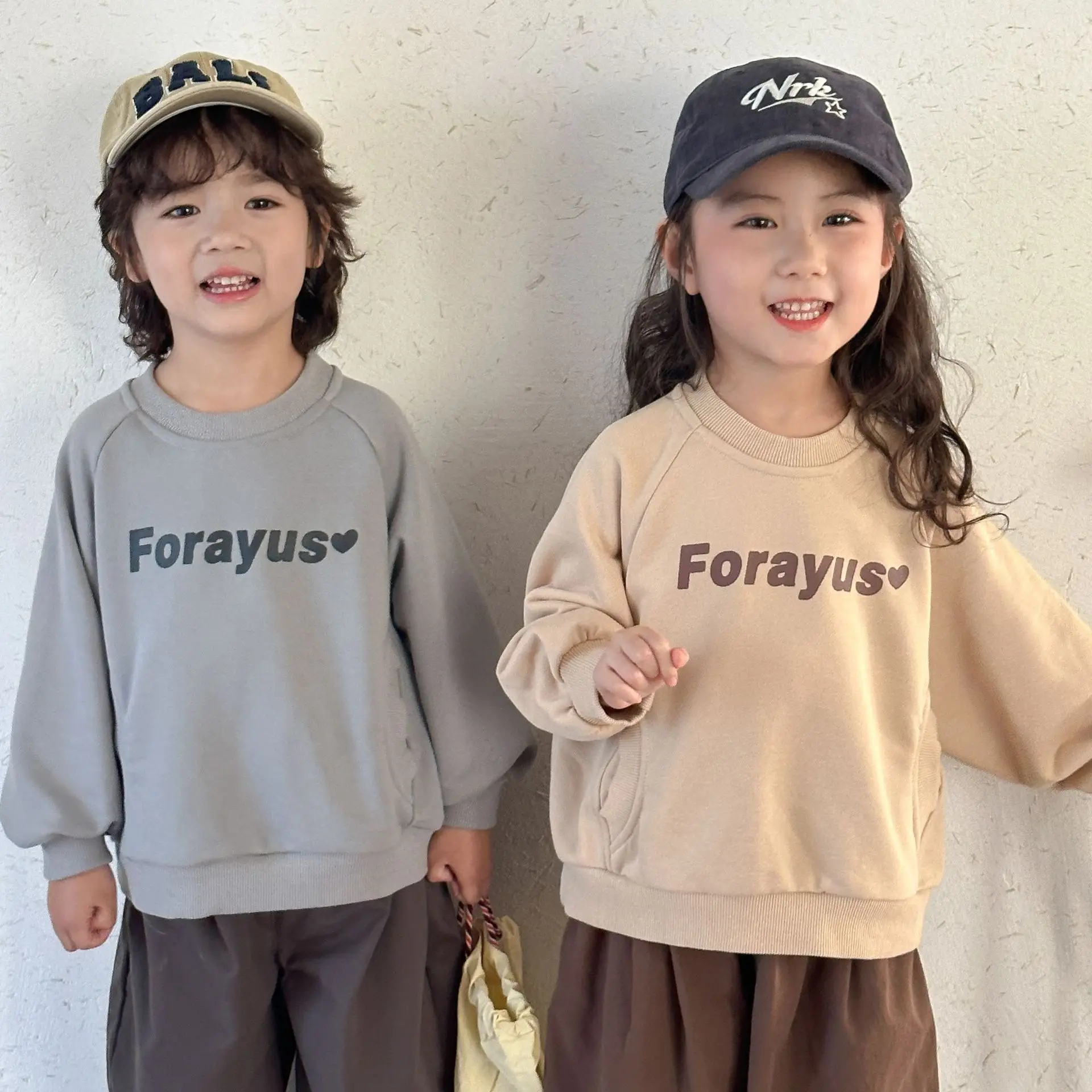 

2025 Spring Autumn Korean Children Boys Pullover Tops Letter Loose Long Sleeve Cotton Toddler Boys Sweatshirts Kids Boys Tops
