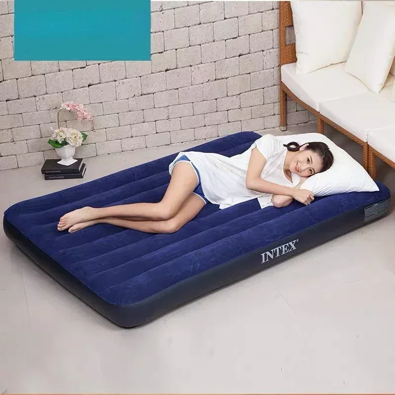 Inflatable Mattress Household Outdoor Single Double Air Cushion Bed Enlarged and Thickened Flocked Lunch Fold Air Bed