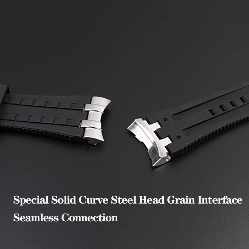 24mm Rubber Curved End Watchband For Citizen Sky Eagle JY8051-08E Y8051-08 JY8058 JY8059 JY8068 Bracelet Steel End Link Strap