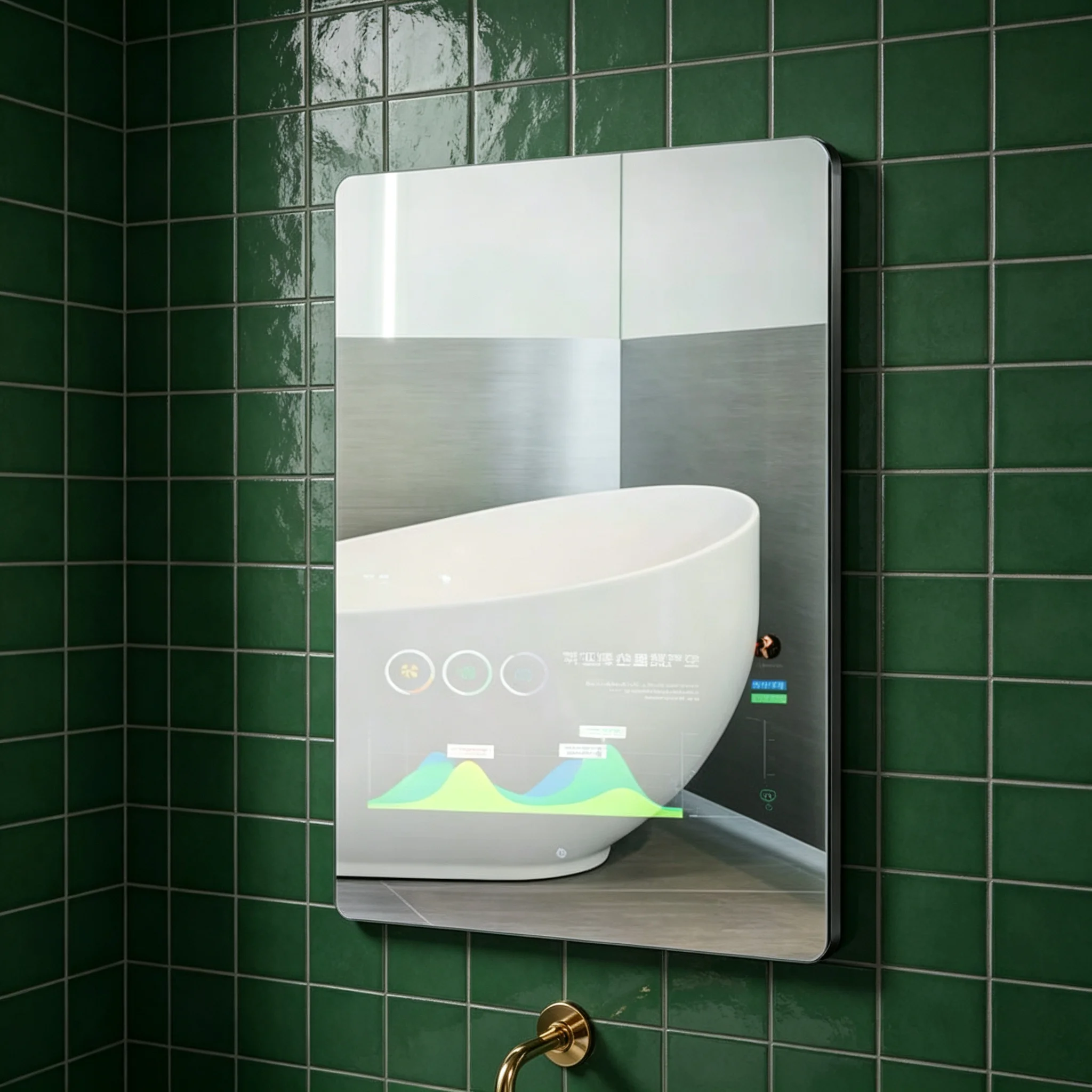 Smart Defog Waterproof Wall Mirror With Touch & Dimmable Light Modern Design IP65 Rated Glass Aluminum Alloy Frame For Home Use