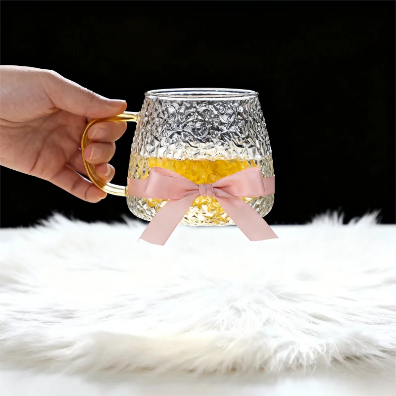 350ml/400ml Hammer Pattern Coffee Cup Juice Glass Mug Temperature Heat Resistant Hand Handle Tea Cup Household Drinking Cocktail