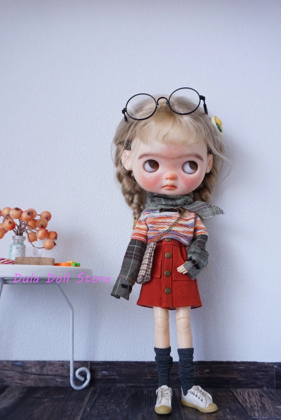 2026（Only one set）Dula Doll Clothes Splicing sleeve top ➕ Half length skirt for Blythe Landoudou Landazz ob24 ob22 DOLL