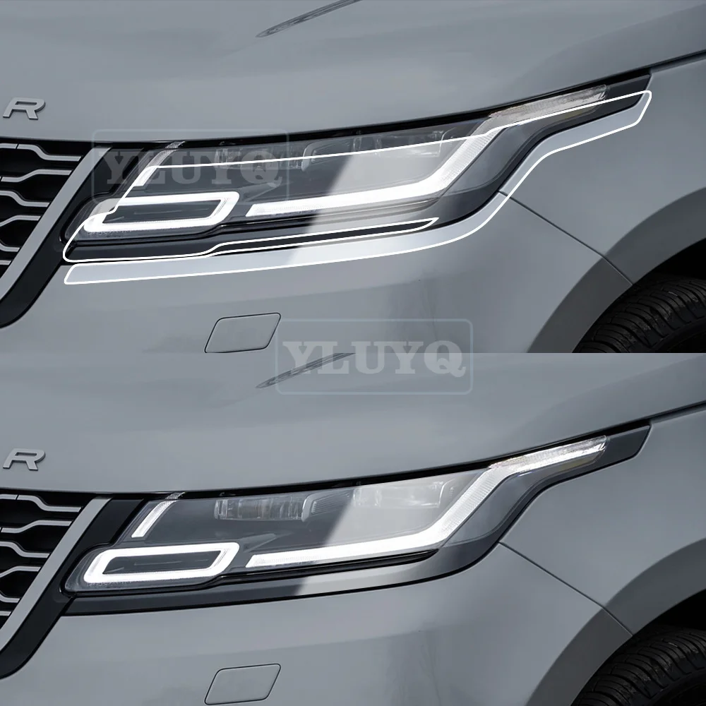 For Range Rover Velar 2017-ON Premium TPU Car Headlight Film  High-Gloss Smoke Black Pre-Cut Anti-Scratch Protective Vinyl Kit