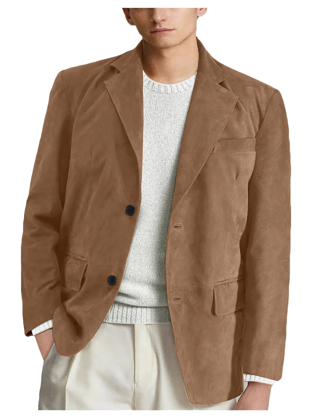 Mens Jacket Fashion Suede Solid Color Man Clothing Formal Work Leisure Slim Fit Wedding Dress Blazer Sport Male Coat