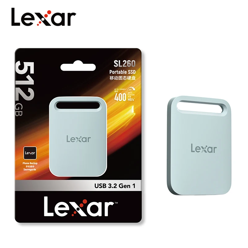 Lexar Portable Solid State Drive SL260X USB3.2 Type-C PSSD 512GB 1TB External Hard Drive Max 390Mb/s Read 400Mb/s Write SSD Disk view 4