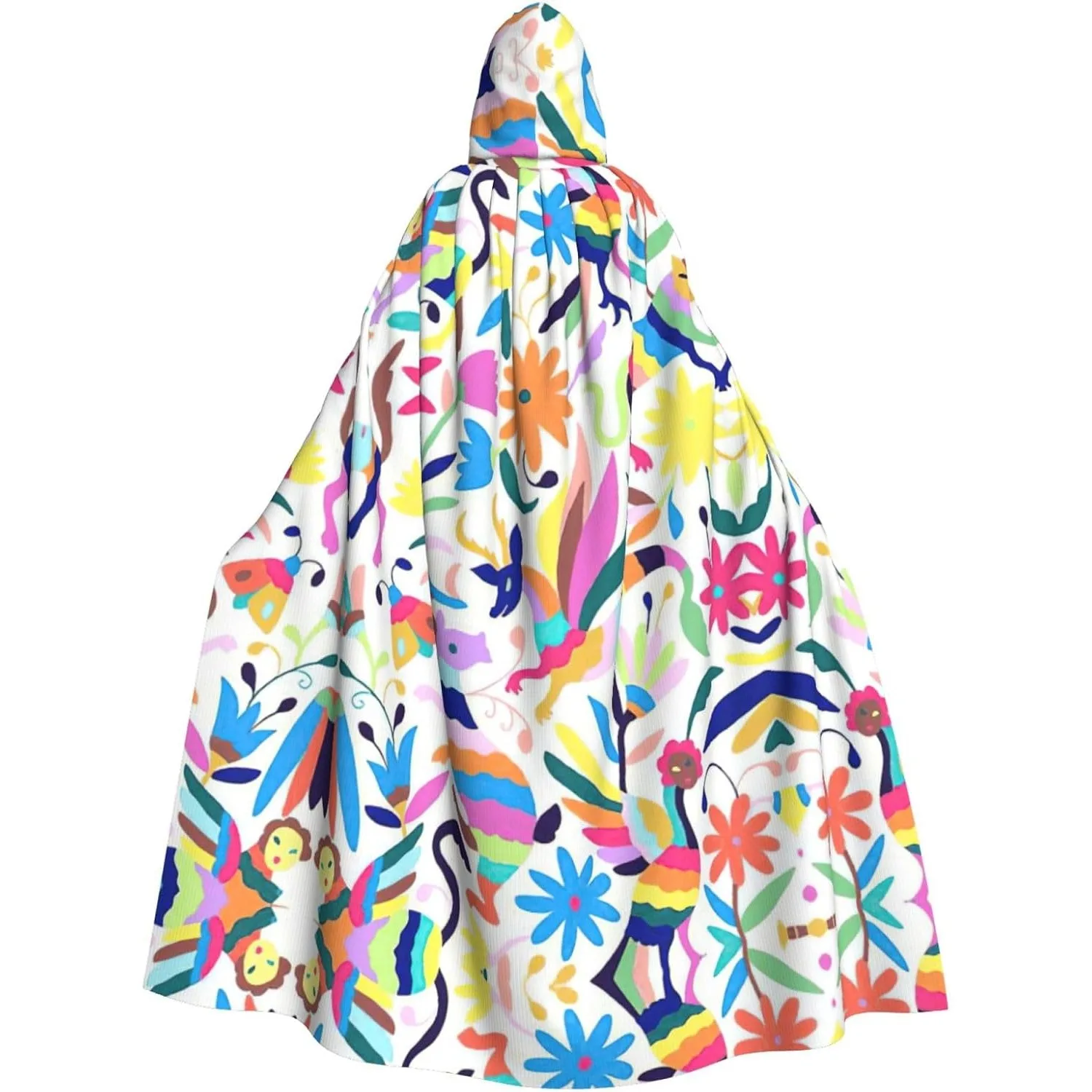 

Mexican Otomi Animals print Adult Hooded Cape Carnival Festival Cape Cosplay Robe Costume party Gothic Carnival
