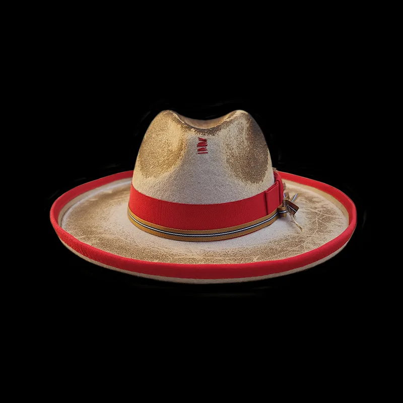 Cowboy-Style Wool Felt Hat with Coastal Line Decoration Felt Hat