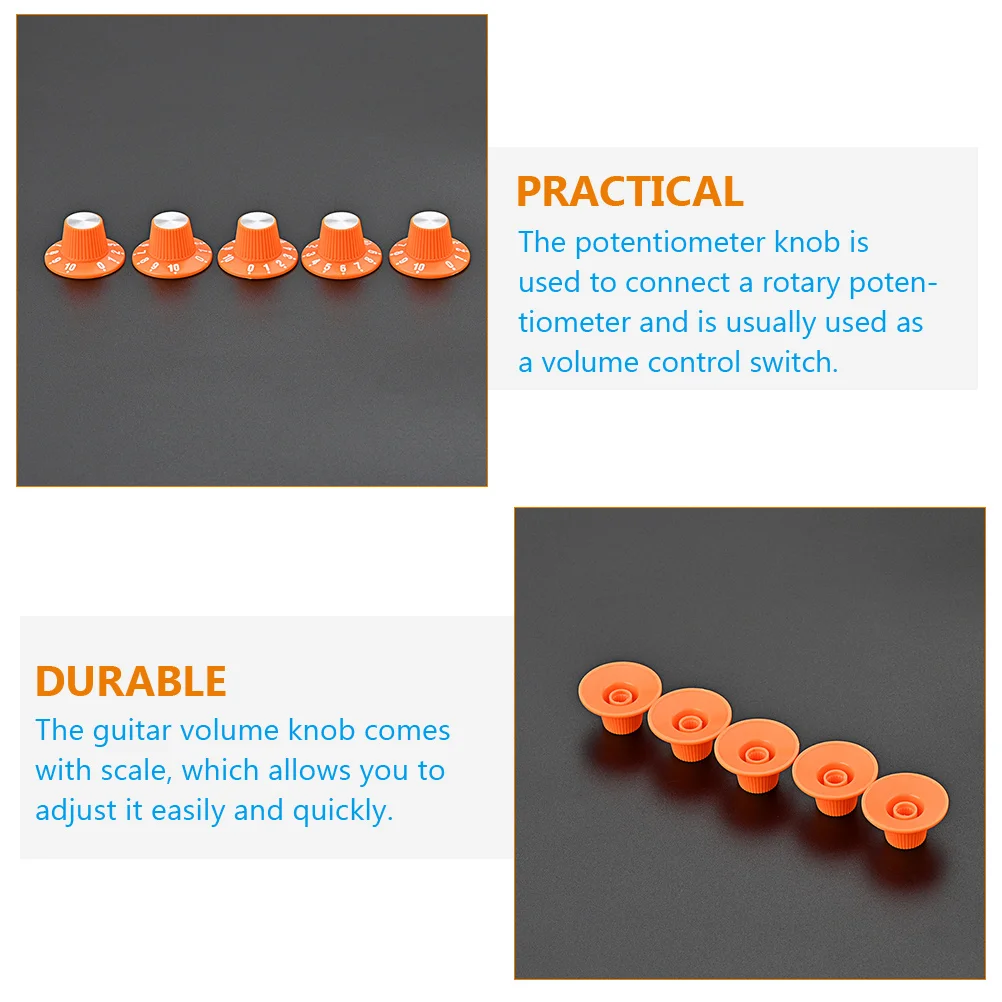 

5pcs Easy Install Plastic Guitar Volume Control Knobs Anti Corrosive Solid Electric Bass Potentiometer Knob Accessories