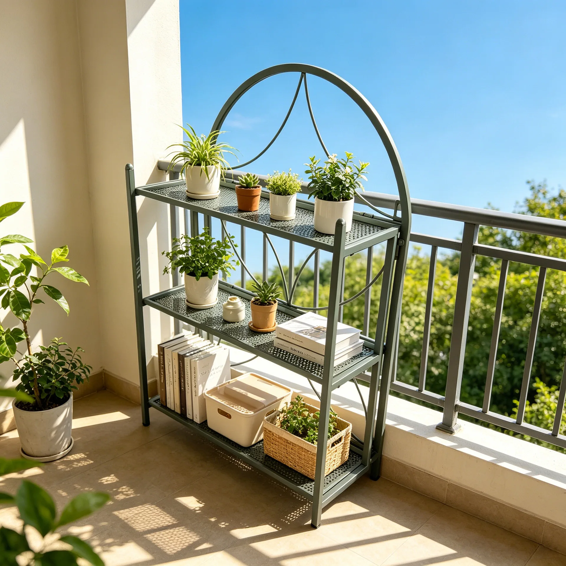 European retro three-layer wrought iron rack indoor vertical kitchen bathroom multi-functional processing storage