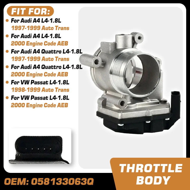 

Car Throttle Body For Volkswagen Passat B5 Audi A4 Quattro 1998 1999 1997 2000 Throttle Valve Unit 1.8L L4 058133063Q 058133063M