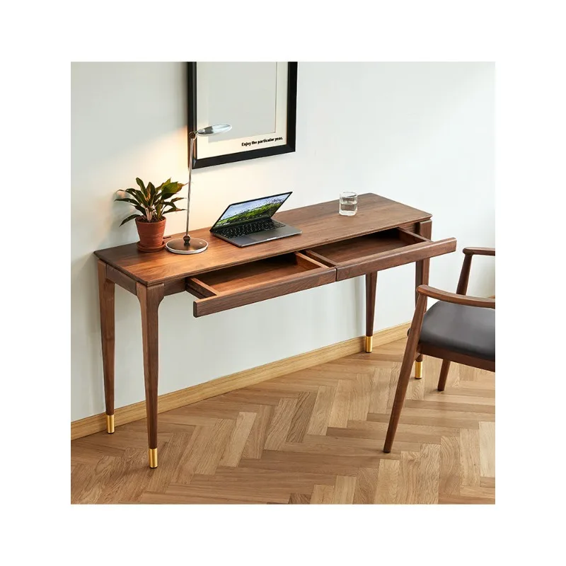 Nordic writing desk dresser computer narrow desk black walnut computer desk