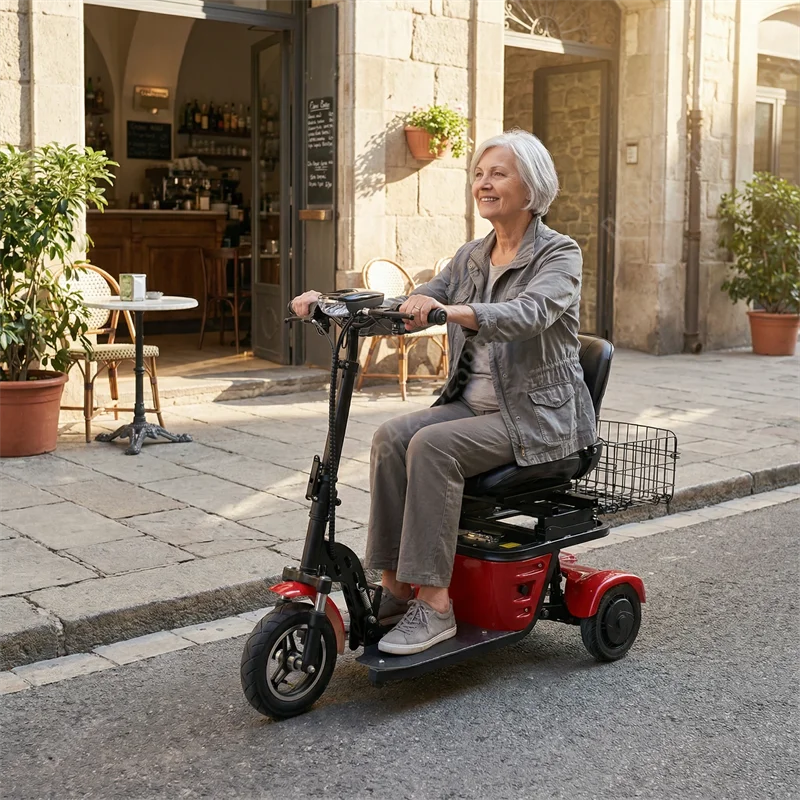 Faltbarer Elektrischer Dreirad-Reise-Scooter für Senioren 500W36V 3-Rad-Elektro-Scooter mit Korb Mini-Mobilitätsroller – Detail 16