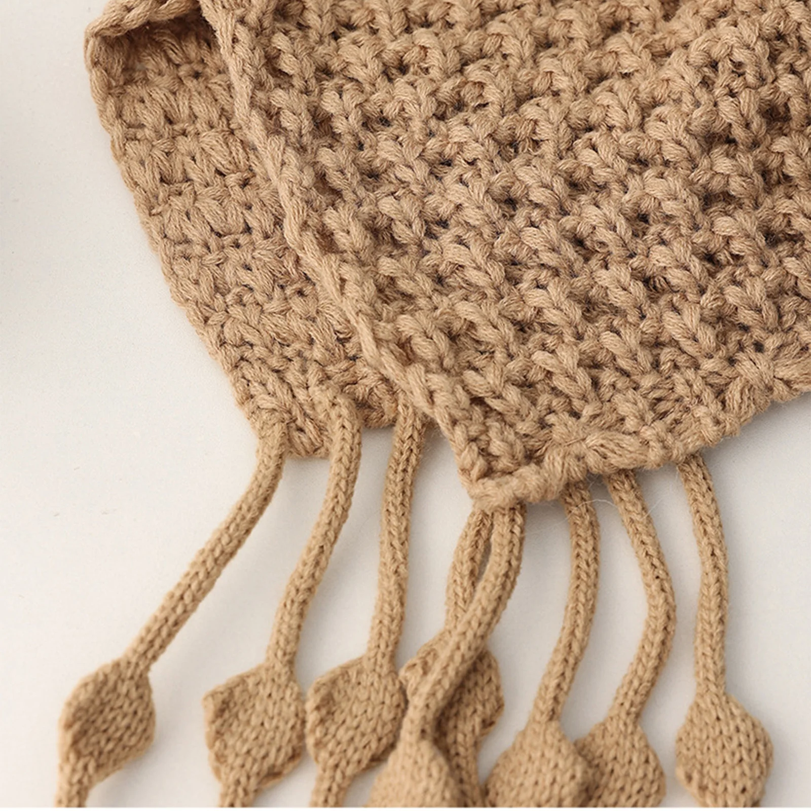 Fashionable Knit Hat Crochet Beanie Tassel Ear Flaps Knit Hat with Pompom Skull Cap for Women Warmer Hat 6