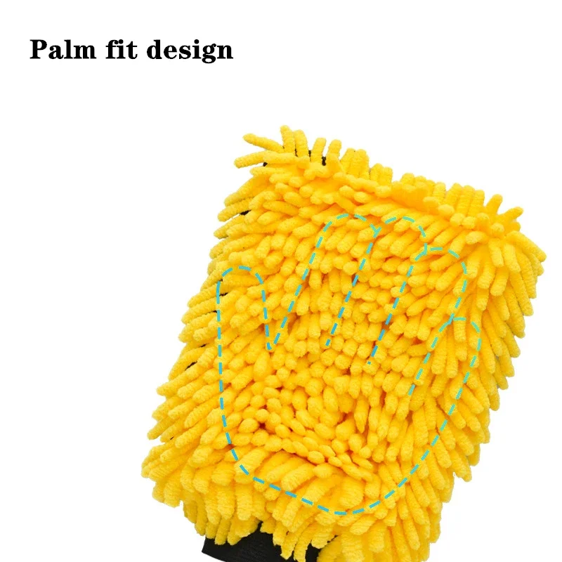 قفاز غسيل السيارات الكبير المصنوع من الألياف الدقيقة - تفصيل الشنيل المقاوم للماء