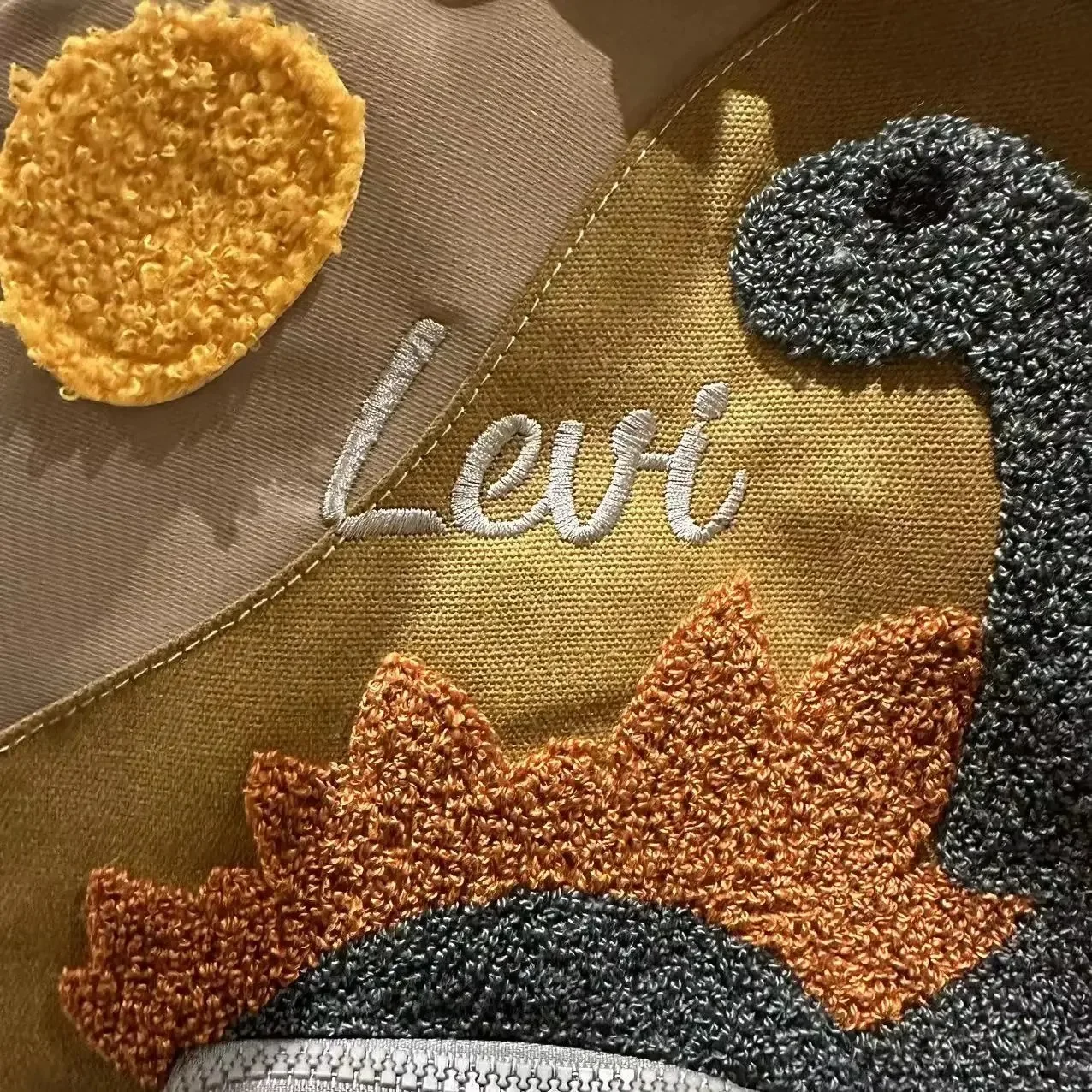 Personalized Custom Name Dinosaur Backpack - Embroidered Text Cartoon Canvas Small Bag, Ideal for Kindergarten Kids' School Use