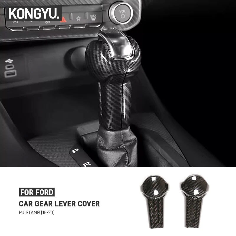 

Настоящее углеродное волокно, автомобильная ручка переключения передач, накладка на голову, защитная крышка, наклейка, декоративные аксессуары для Ford Mustang 2015-2020
