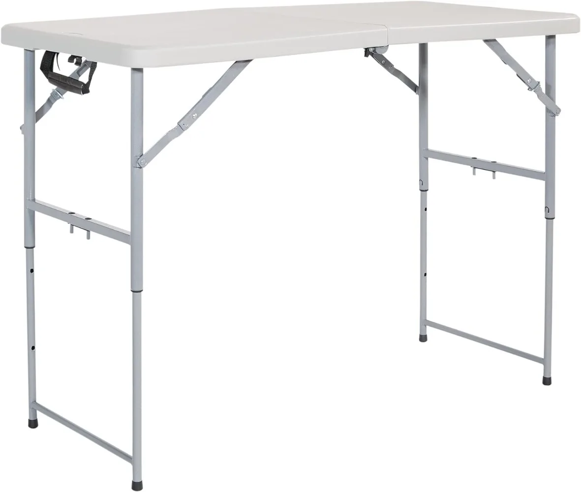 

Office Star Resin Multipurpose Rectangle Table, 4-Feet Long, Height Adjustable, Center Folding Table, Light Gray