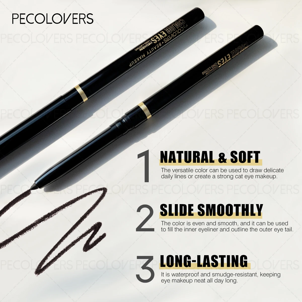 Green Eyeliner Pencil - Waterproof Eye Pen, Long-Lasting For Daily Makeup, Black And Brown, Eye Cosmetic view 3