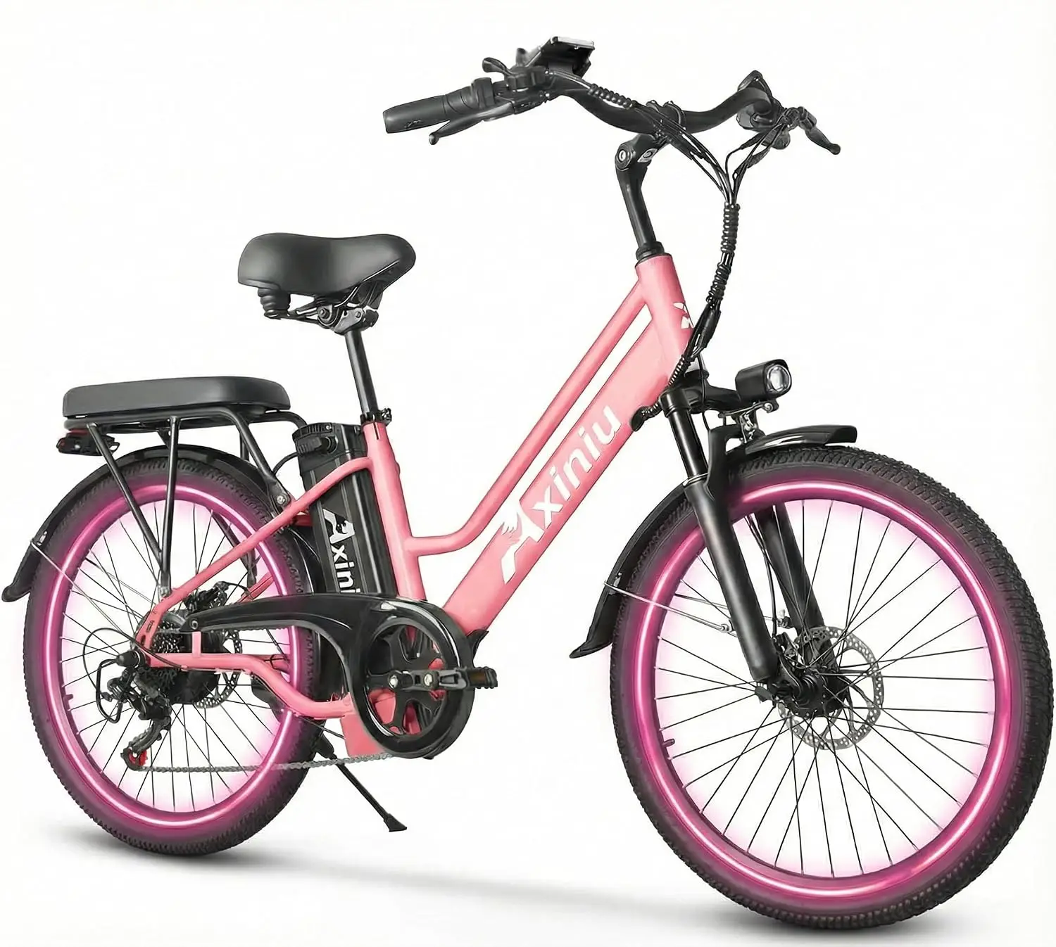24 Inch Electric Bike for Adults, Step Through Ebike for Women, Peak 1000W Motor 22MPH, 48V 20AH Removable Battery Up, Custom