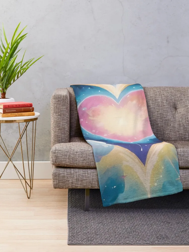 Abstract art with heart in space Throw Blanket Vintage Moving Decorative Beds Blankets