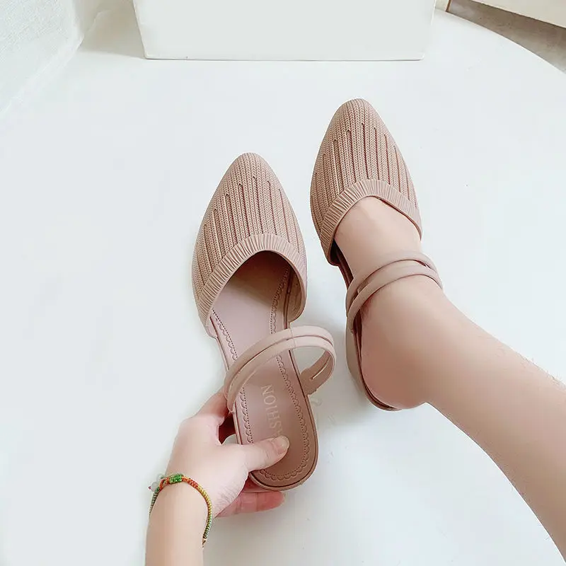 

Fashion Women's Sandals 2021 Mules Slippers For Beach Shoes Close Toe Women Heels Strappy Wedges Shoes For Women Plastic Sandals