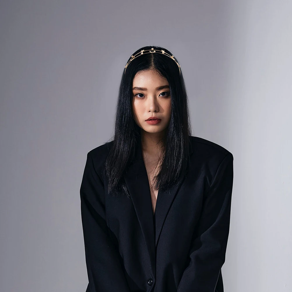 2 قطعة عصابات رأس معدنية نجمة القمر كريستال متعدد الطبقات الزفاف حفل زفاف الشعر هوب اكسسوارات للنساء سنة جديدة سعيدة عقال