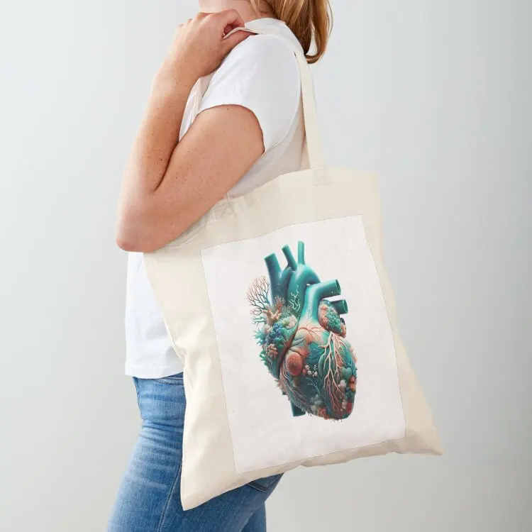 

My Heart Is In The Ocean Tote Bag free delivery bags reusable grocery bags shopper bag women canvas Portable shopping bag