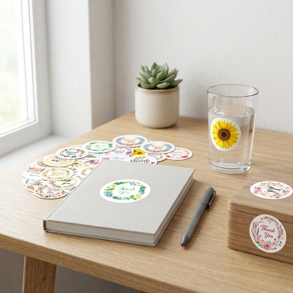50Pcs Waterproof Thank You Graffiti Stickers for Hand-made Diary Decoration with PVC Material