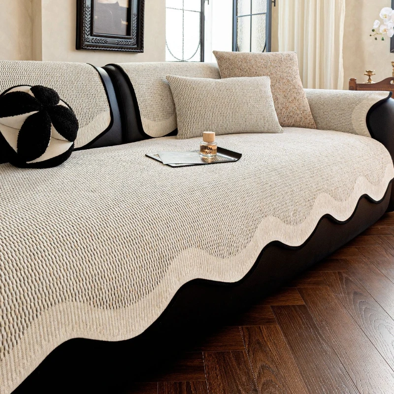 2026 Retro Wind Sofa Cover Winter High-end Chenille Cover for Living Room Four-season Universal Straight Non-slip Seat Cushion