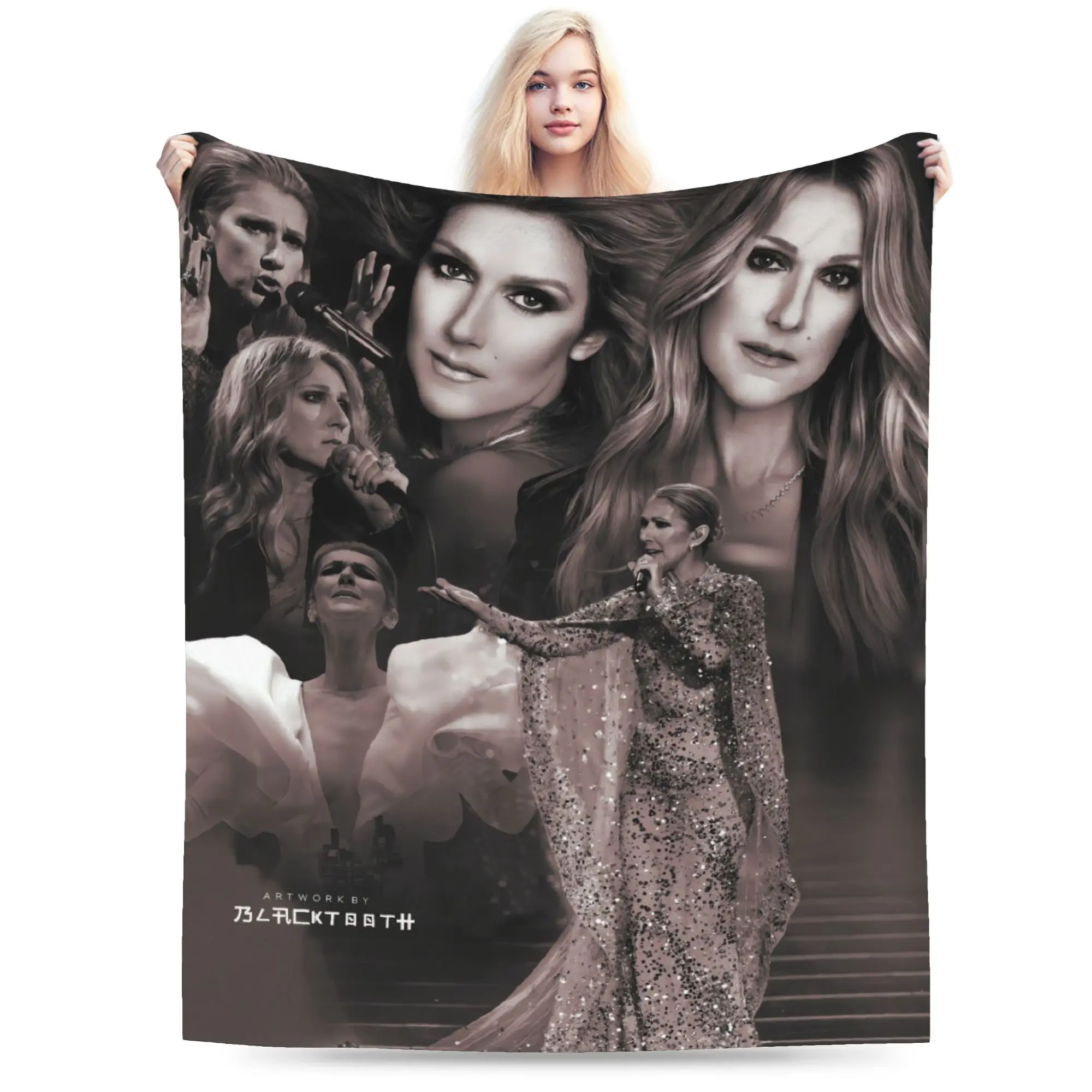 Celines Dions Paris 2026 Tour (1) Flannel Blanket  Warm Bedding Throws for Bedroom Travel Funny Bedspread Sofa Bed Cover