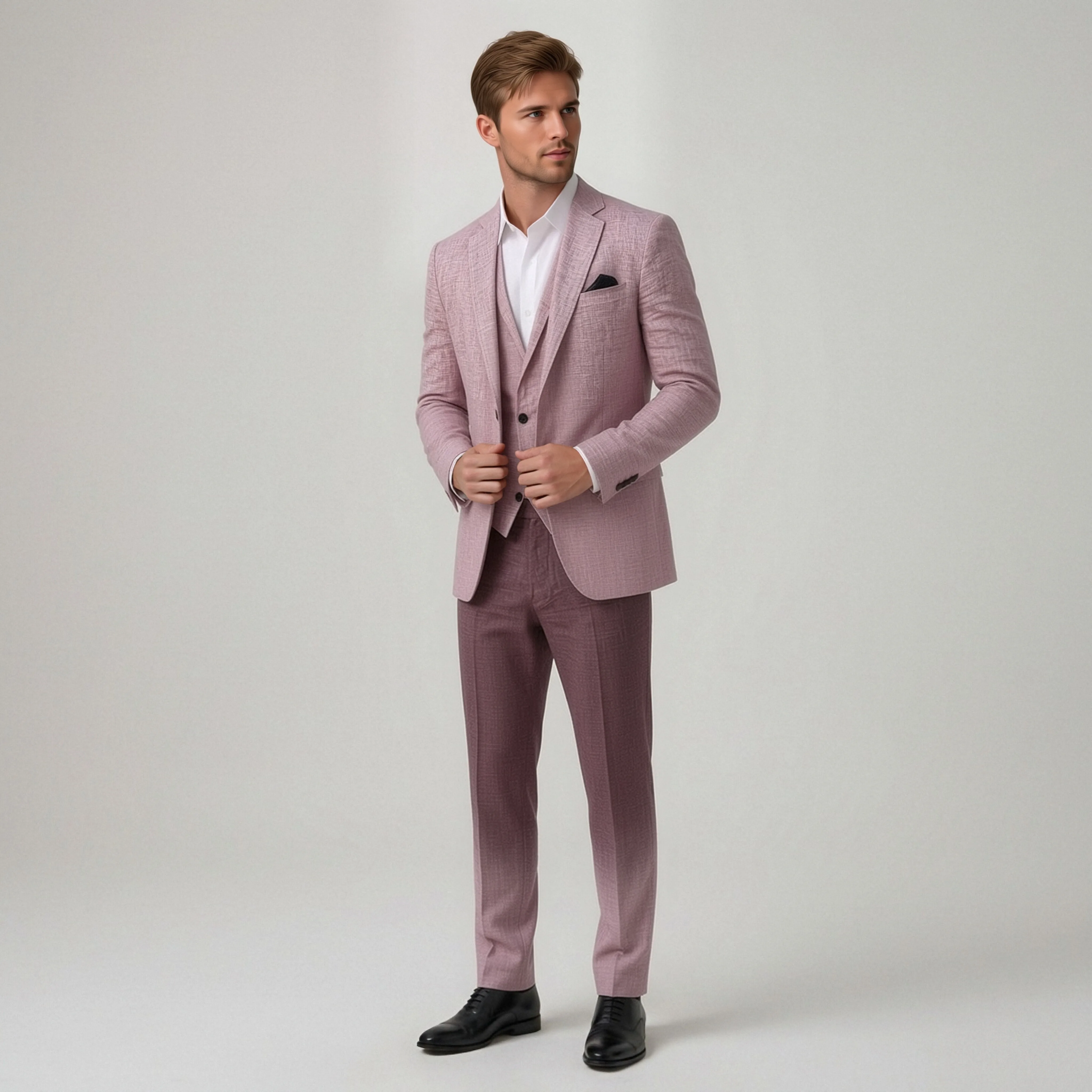 

OPEODLY Men's Slim Fit 3 Piece Tuxedo Suit One Button Blazer Jacket Vest Pants Set for Formal Wedding Business Occasions