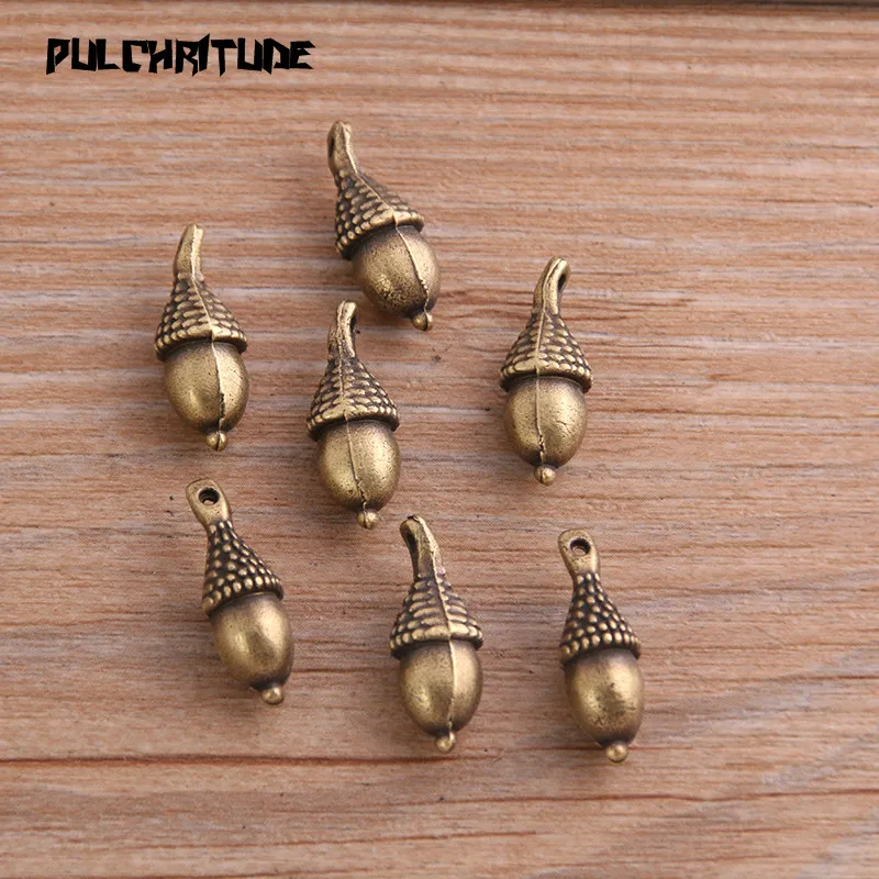 10pcs 7*8*20mm Two Color Metal Zinc Alloy Christmas Pine Cone Charms Fit Jewelry Medical Plant Pendant Makings