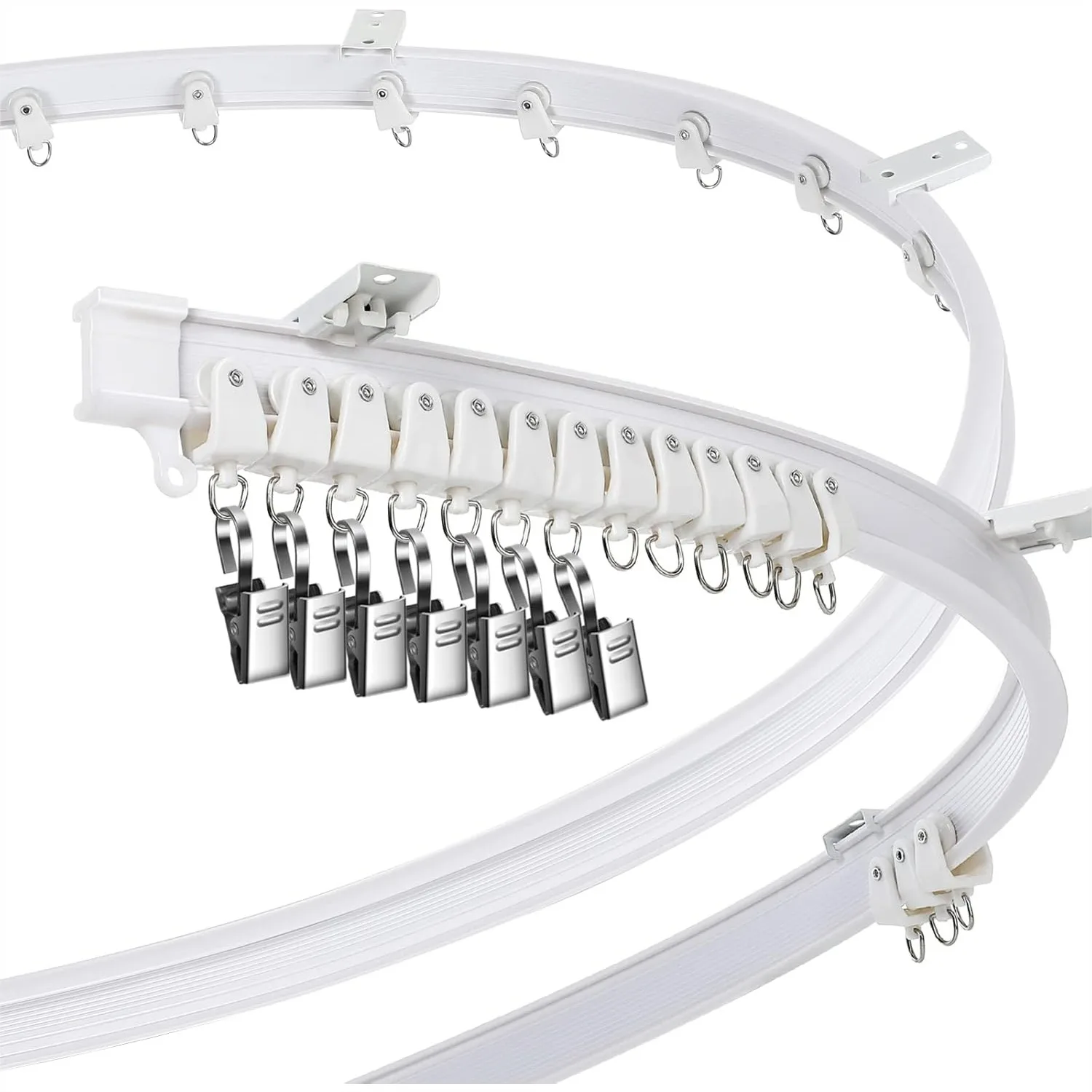 

Bendable Curved Ceiling Curtain Track 16.4ft for Bay Window Room Divider, Flexible and Easy to Install with Noise Reduction