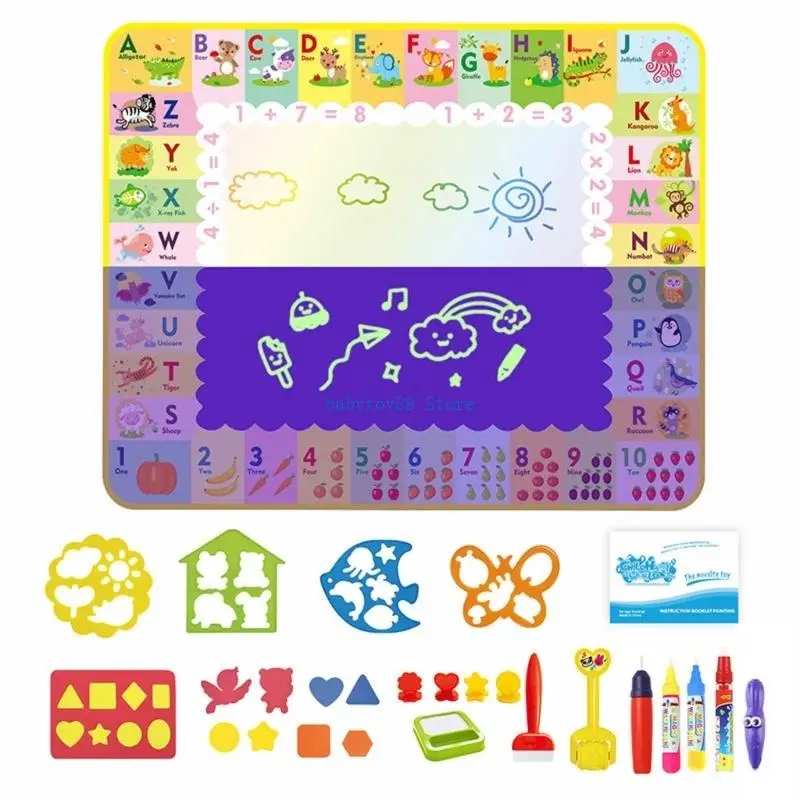 Y4UD Aqua Doodle-Mat Reusable Water Painting Mat Graffiti Toy for Kindergarten