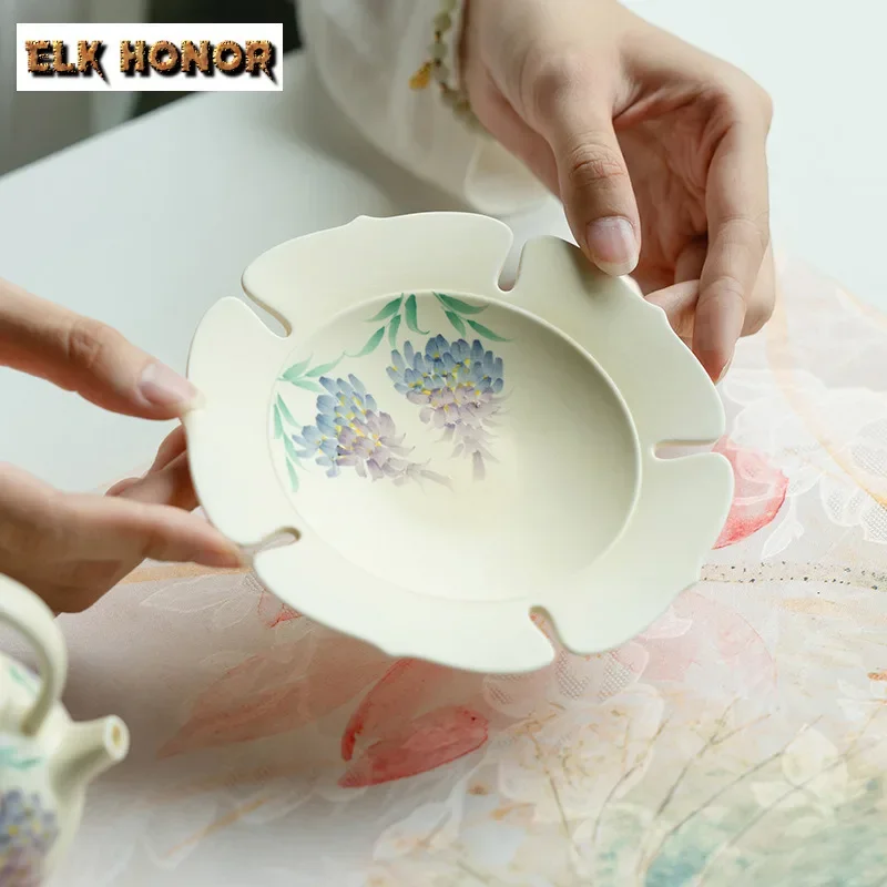 

Ручной рисунок глицинии, цветочный горшок, держатель подшипника, сервировочные подносы для десерта, основание, сухой стол для замачивания, поднос для чая, подставки, посуда для напитков, украшения