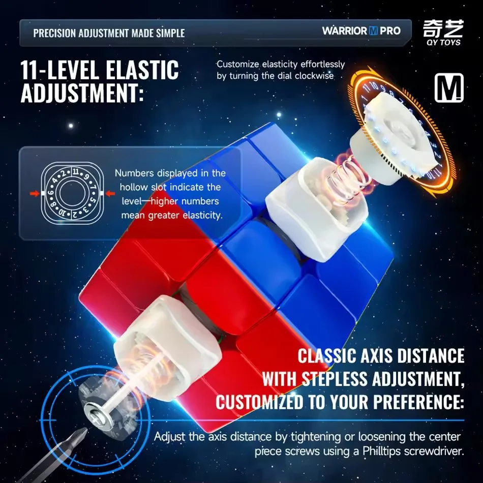 QiYi 3x3 นักรบ M Pro Magnetic Magic Cube ปริศนาความเร็วระดับมืออาชีพการศึกษาของเล่นวันเกิดคริสต์มาสของขวัญ Cubo Magico ของเล่น