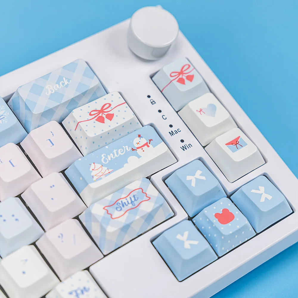 Winter Themed Keycaps 146 Keys Cherry Profile Pbt Thermal Sublimation Mechanical Keyboard Personality Cute Cartoon Keycaps