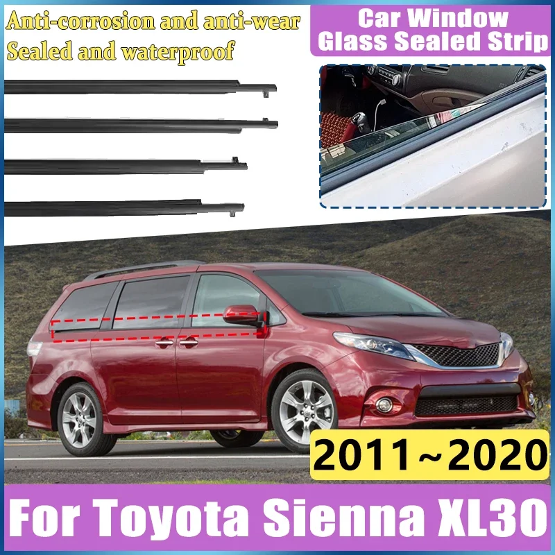 Car Window Molding For Toyota Sienna XL30 2011 2012 2013 2014 2015 2016~2020 Door Weatherstrips Glass Sealed Strip Accessories