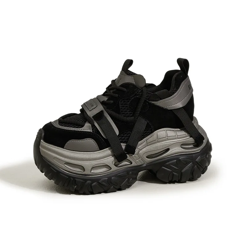

Women New Fashion Platform Sport Shoes Women 2024 New Summer Black Casual Chunky Sneakers Women Mesh Leather Platform Shoes