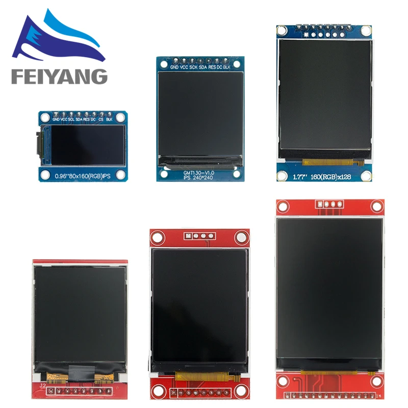 TFT Display 0.96 / 1.3 1.44 1.77 1.8 2.0 2.4 Inch IPS 7P SPI HD 65K Full Color LCD Module ST7735 Drive IC For Arduino