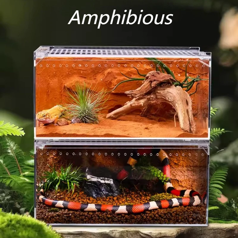 

Reptiles Terrarium Lizard Gecko Snake Transparent Breeding Box Anti-escape Breathable Reptile Kennel Small Pet House Habitat