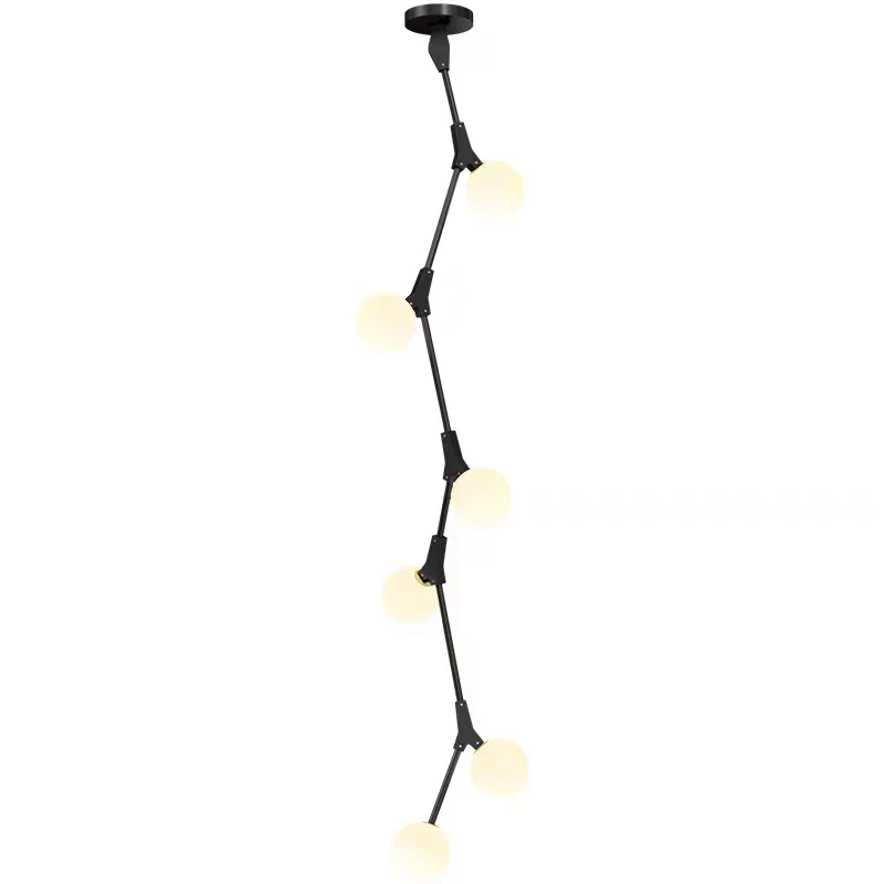 Branch Long Chandelier LED Modern E27 Hanging Dining Table Lamp Gold And Black Bubbles Loft Small Apartment Staircase Chandelier