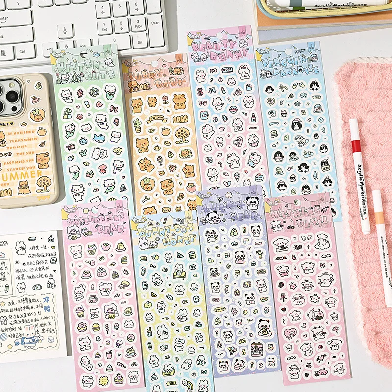 NONE MINKYS Neue Ankunft 3 stücke 6 stücke Kawaii Bär Band Laser Bling Aufkleber DIY Sammelalbum Aufkleber Konfetti Dekoration DIY Foto rahmen 8