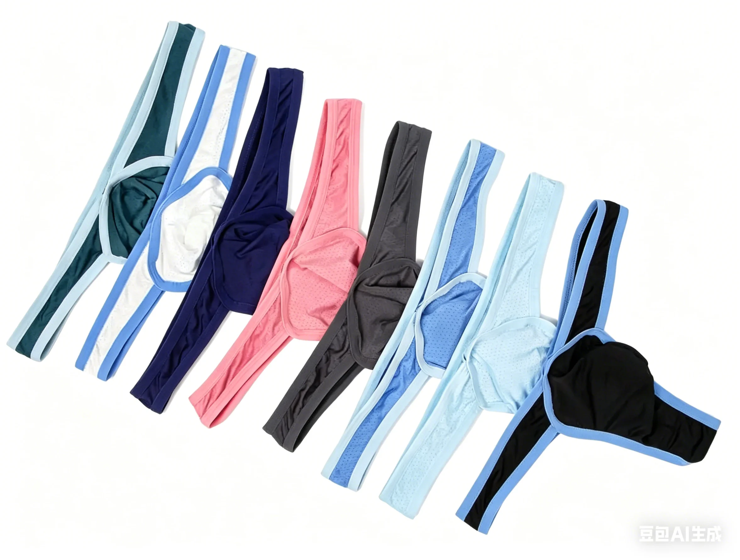Men's Low-Rise Mesh T-Back Thongs Mesh Breathable Contrast Trim U Pouch Underwear High Fork G-string Gays Open Buttocks Knickers