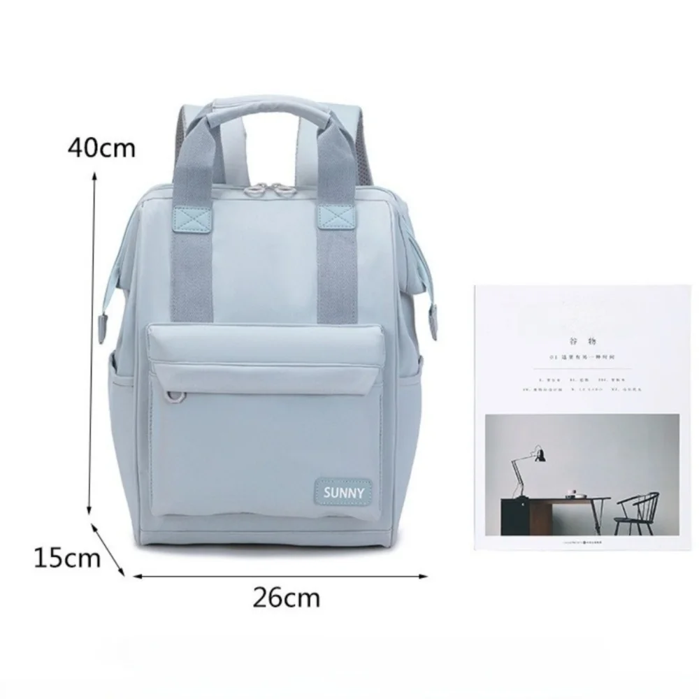 Mochila de ombro de cor sólida, grande capacidade, resistente ao desgaste, viagem, laptop, pano oxford, multibolsos, bolsa escolar de estudante