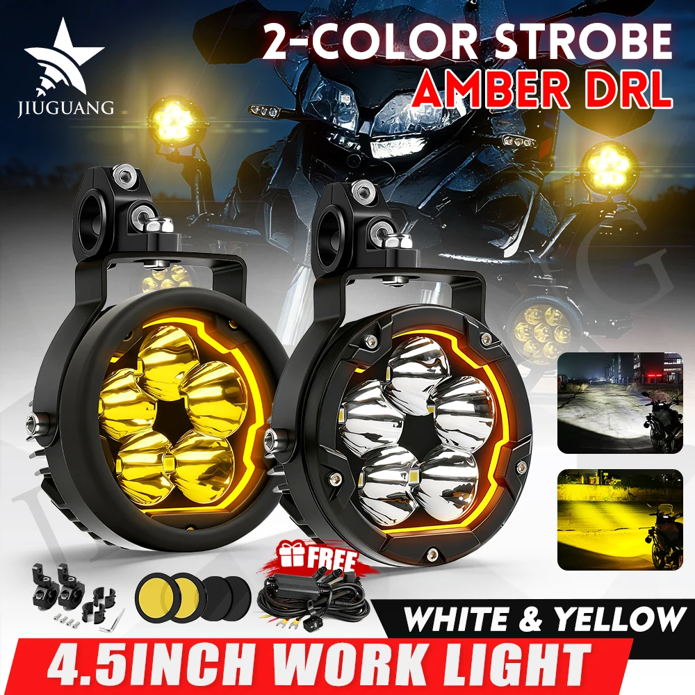 

HL 4.5inch LED Work Light Dual Light 3500K 6000K Amber DRL Motocycle Lamp Waterproof for Truck Car UTV off-road use 12V 24V